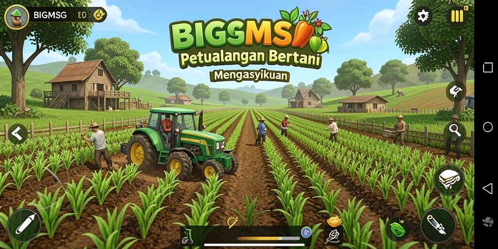 Tangkapan layar menampilkan keindahan ladang dan aktivitas bertani di BIGMSG.