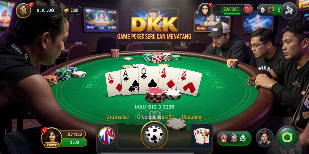 Tampilan permainan DKK dengan aksi poker yang mendebarkan.