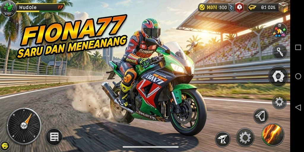 Tampilan gameplay balapan motor yang seru dan mendebarkan.