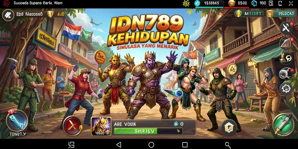Screenshot gameplay IDN789 menunjukkan karakter berinteraksi di dunia simulasi.