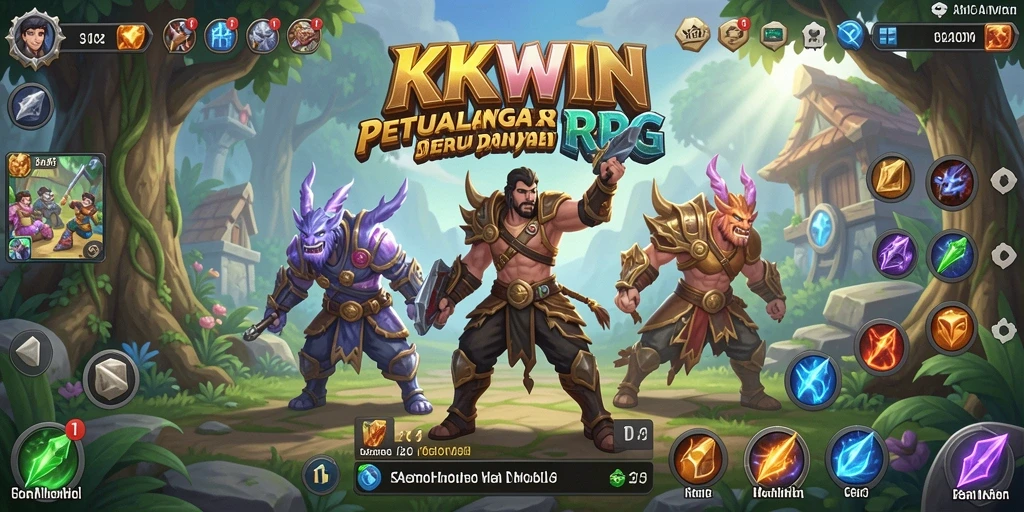 Tangkapan layar menunjukkan pertempuran epik dalam game RPG KKWIN.