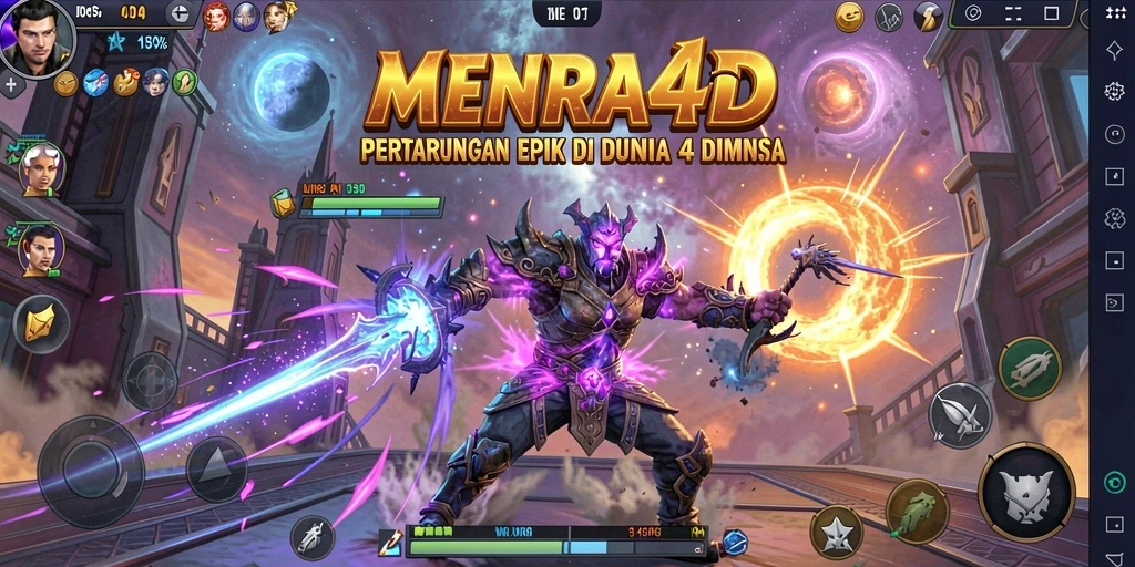 Tangkapan layar permainan MENARA4D yang menampilkan pertarungan seru.