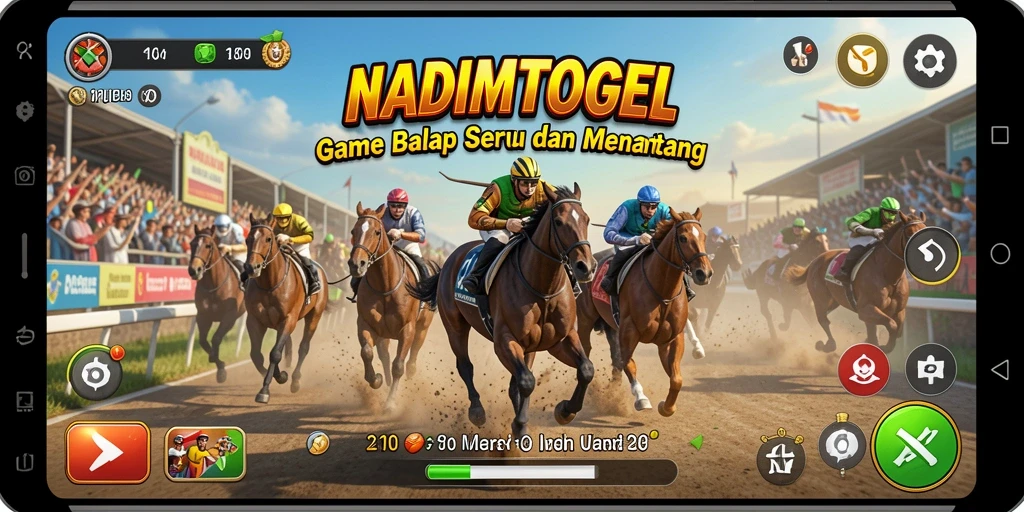 Gameplay Racing NADIMTOGEL dengan mobil yang melaju kencang.