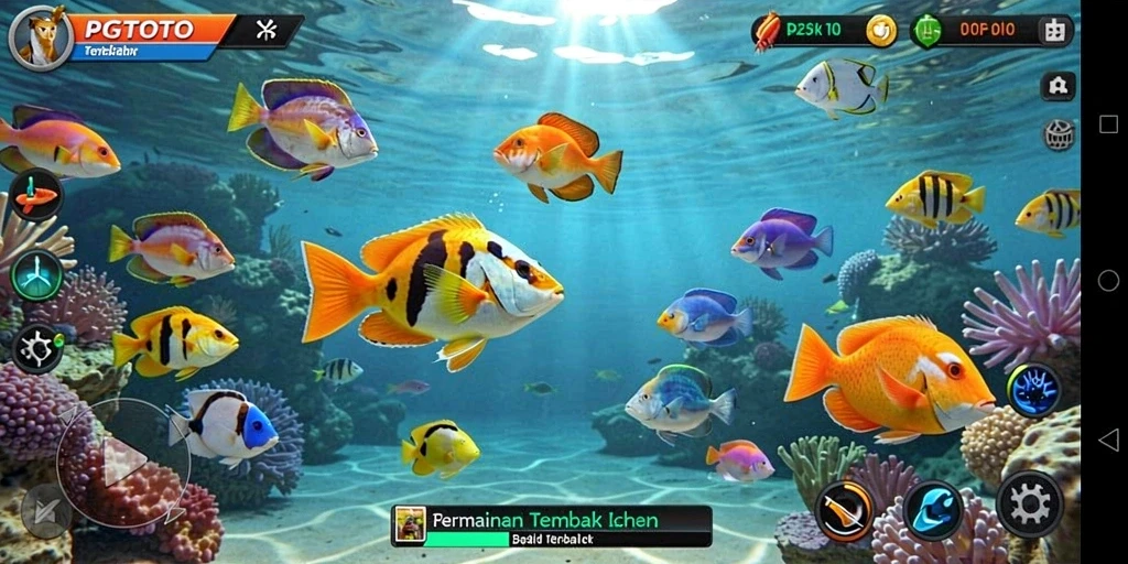 Screenshot PGTOTO menampilkan aksi seru gameplay Tembak Ikan.