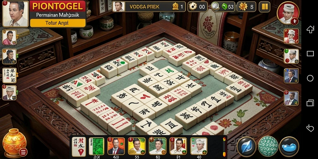 Tampilan gameplay Mahjong yang menarik dan menantang di PIONTOGEL.