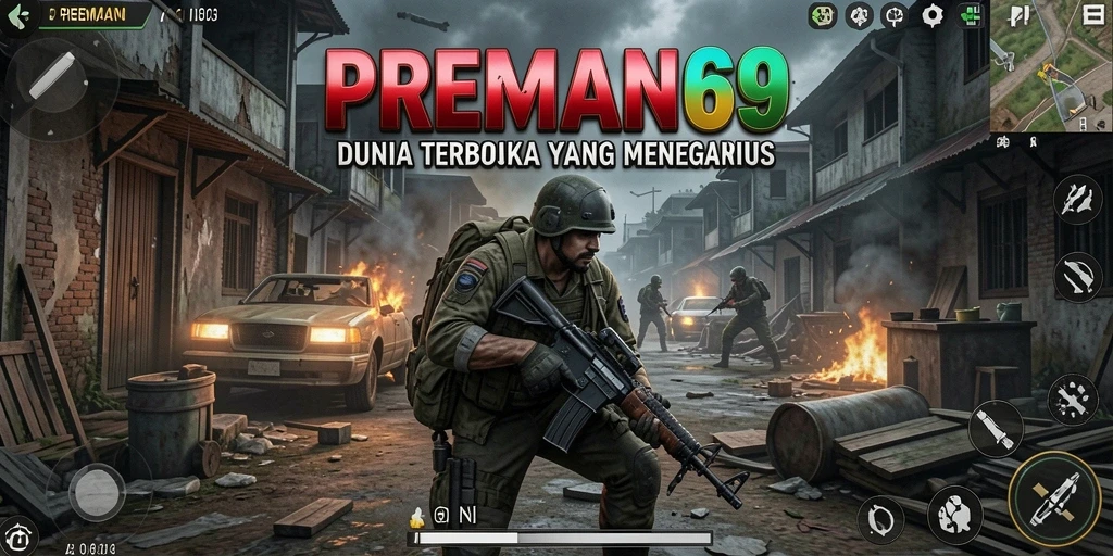 Tangkapan layar gameplay PREMAN69 dengan pemandangan dunia terbuka yang menakjubkan.