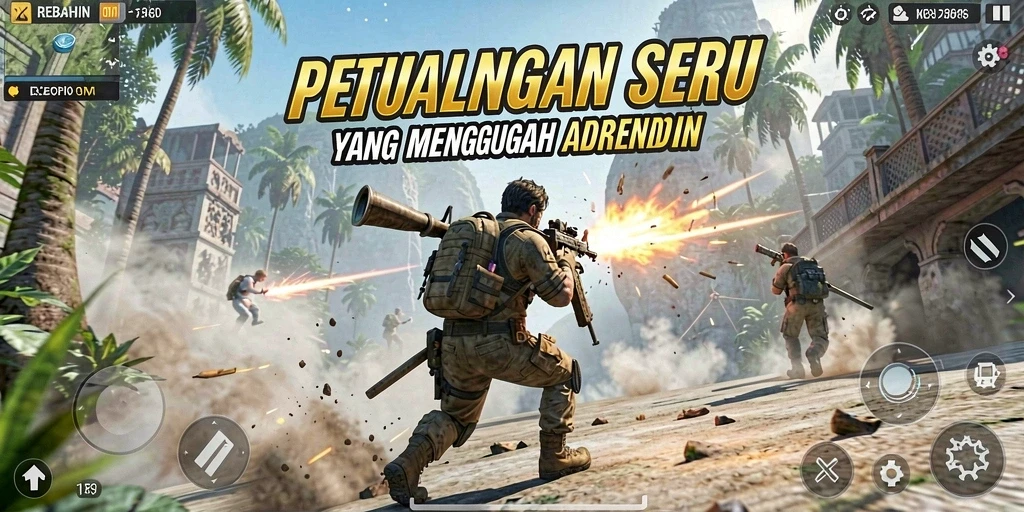 Tampilan gameplay menegangkan dari REBAHIN dalam petualangan seru.