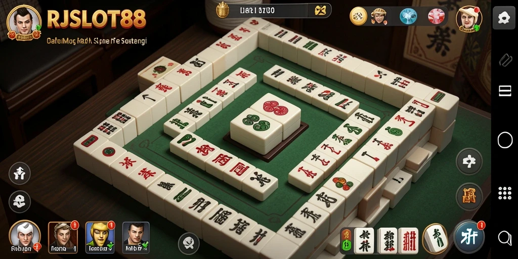 Tampilan gameplay seru RJSLOT88 dalam permainan Mahjong.