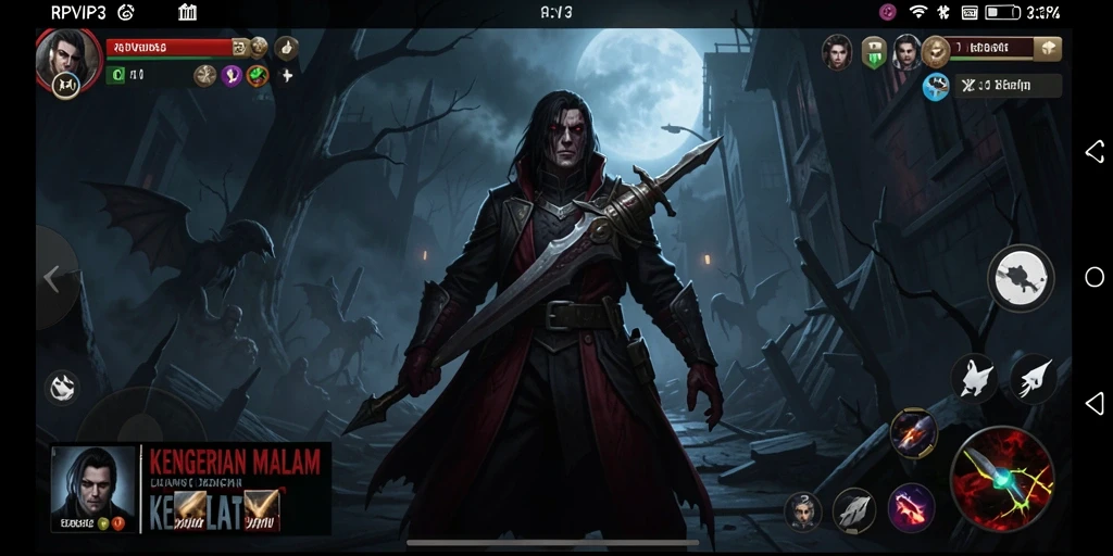 Screenshot gameplay RPVIP3 menunjukkan suasana mencekam dan penuh ketegangan.