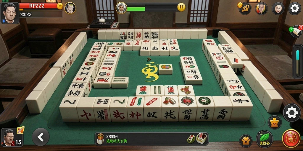 Tangkapan layar utama RPZZZ menunjukkan gameplay Mahjong yang menarik.