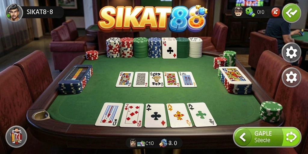Tampilan menarik gameplay Gaple di SIKAT88.