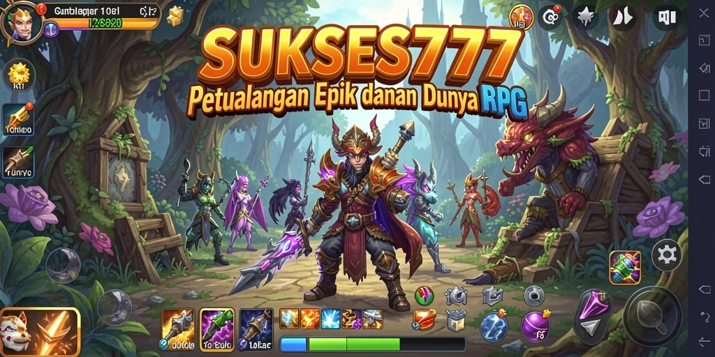 Screenshot gameplay <strong>SUKSES777</strong> menampilkan karakter beraksi dalam pertarungan epik.