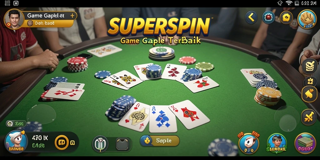 Tampilan gameplay <strong>SUPERSPIN</strong> yang menarik dan interaktif dalam permainan Gaple.