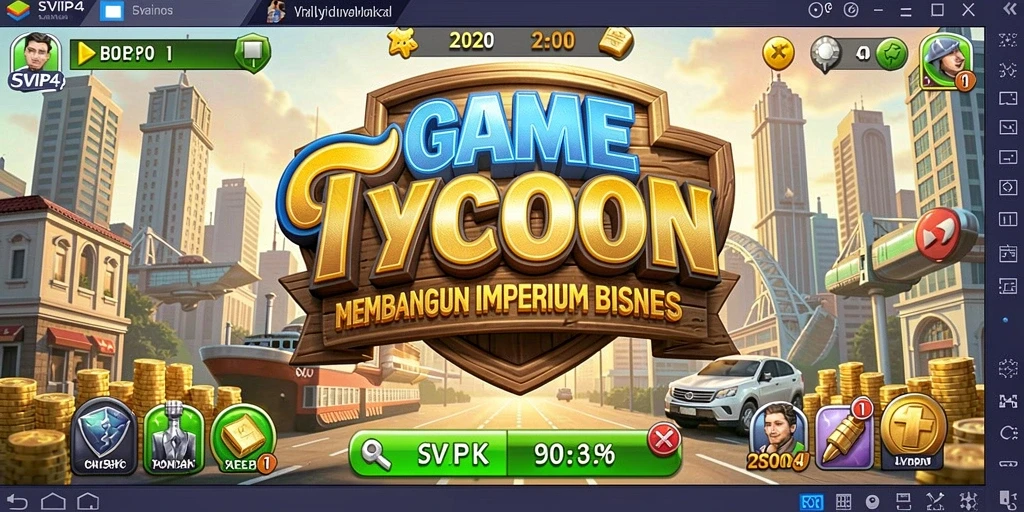 Tampilan gameplay menarik dari SVIP4 yang menunjukkan manajemen bisnis.