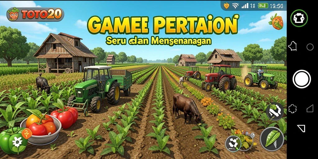 Screenshot gameplay TOTO20 yang menampilkan aktivitas pertanian yang seru.