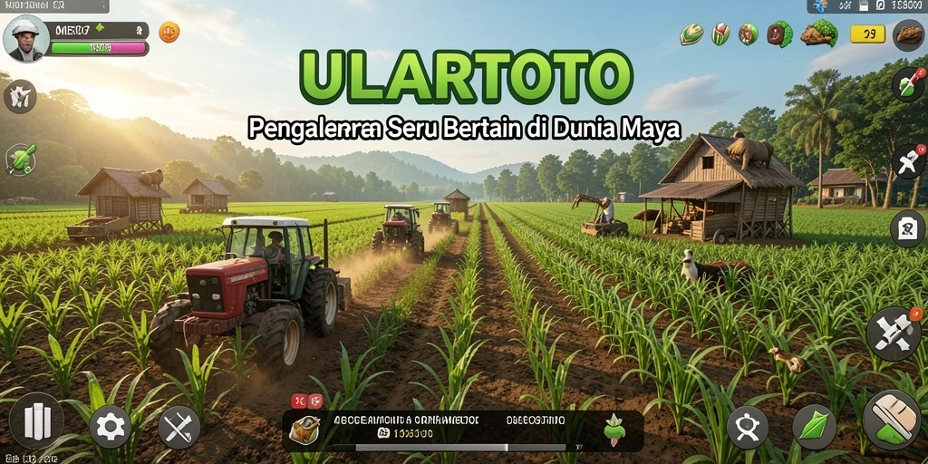 Tampilan menarik dari gameplay ULARTOTO yang menggambarkan aktivitas bertani.