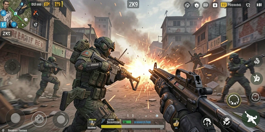 Gambaran gameplay ZK9 yang menegangkan saat pertempuran berlangsung.